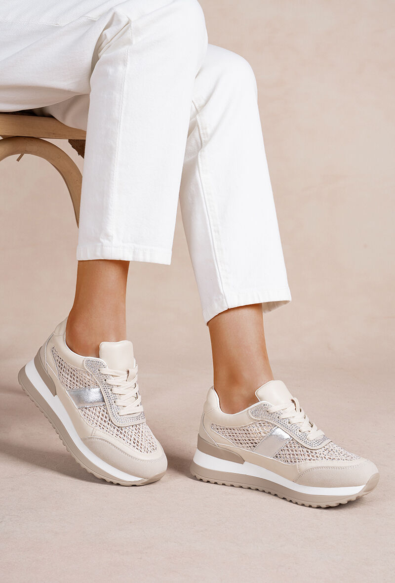 Zapatillas de cuña modernas en malla transpirable