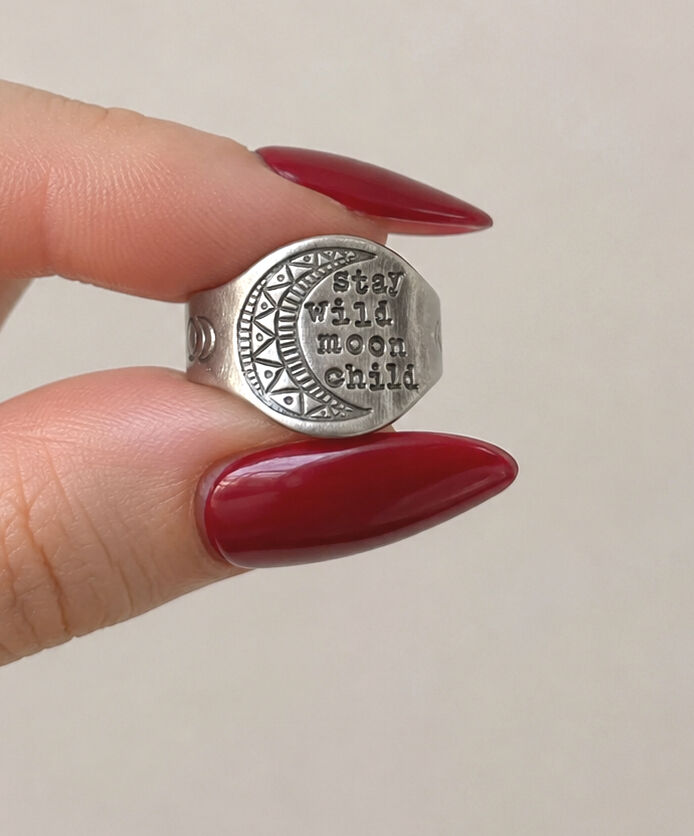 “Stay Wild Moon Child” Ring ✨ Vintage Silver Boho Ring