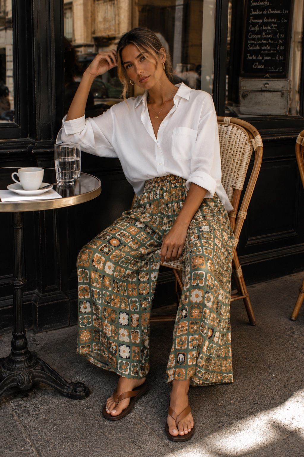 Straight-leg trousers with pockets in dobby cotton - Bohemian