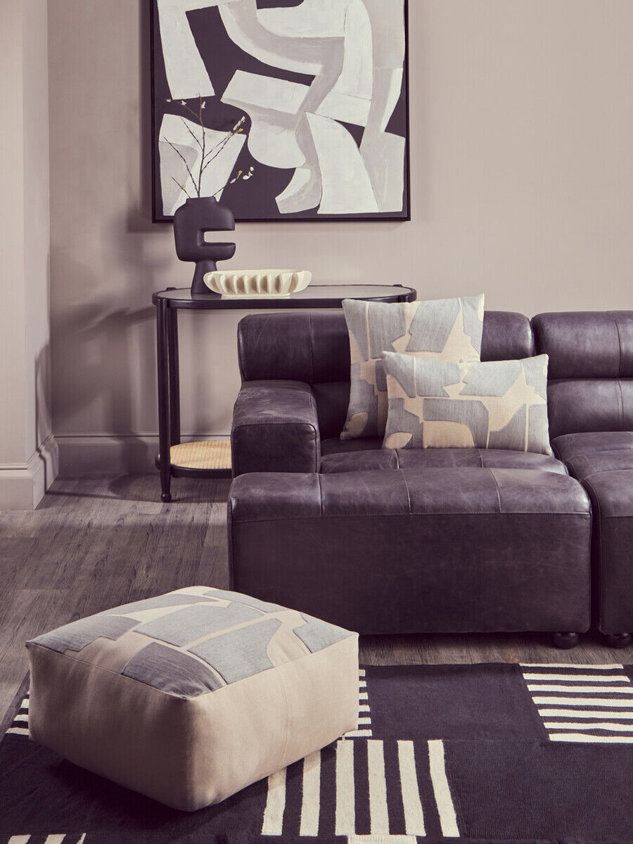 Bosie Ozella Natural And Grey Square Floor Cushion