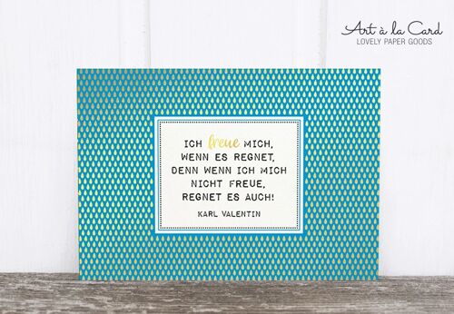 Holzschliff-Postkarte: Valentin, Regen M