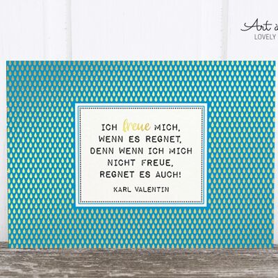 Holzschliff-Postkarte: Valentin, Regen M
