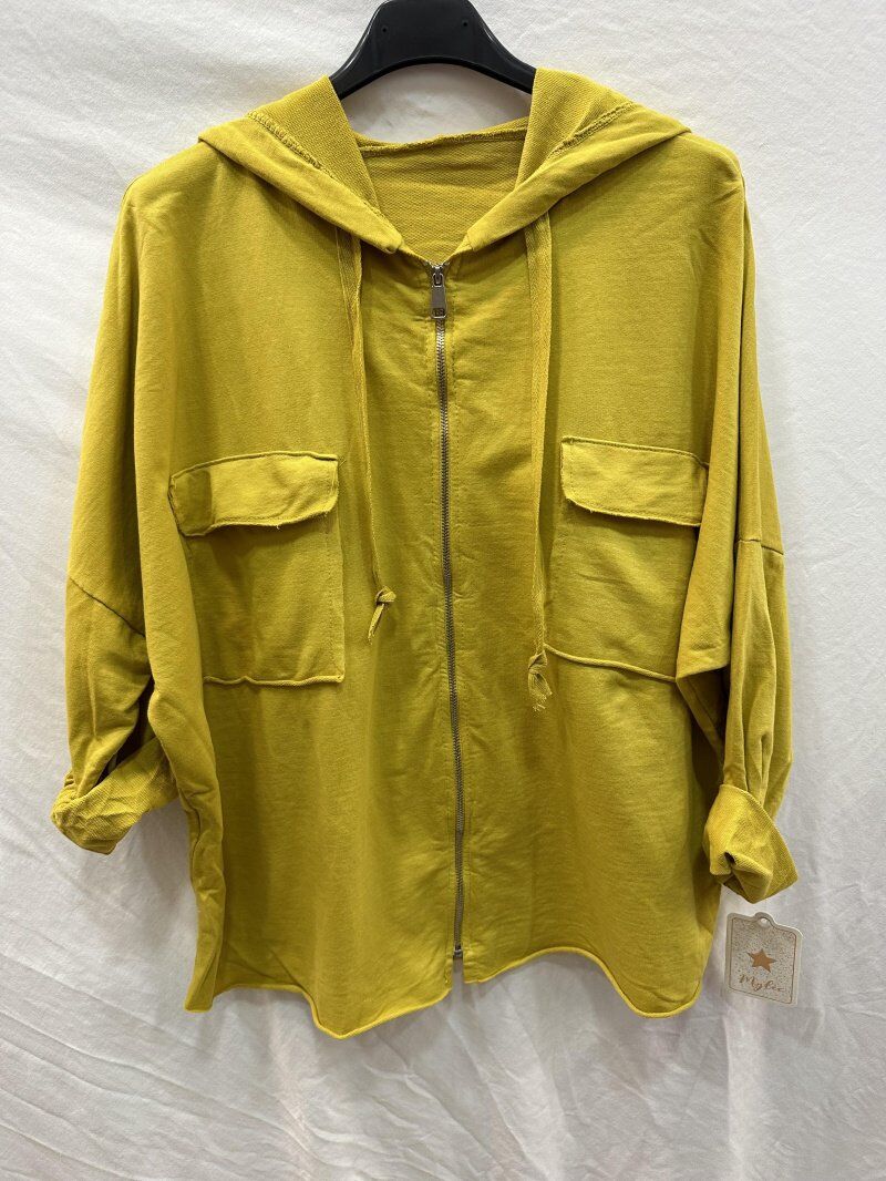 Hooded vest with zip and pockets