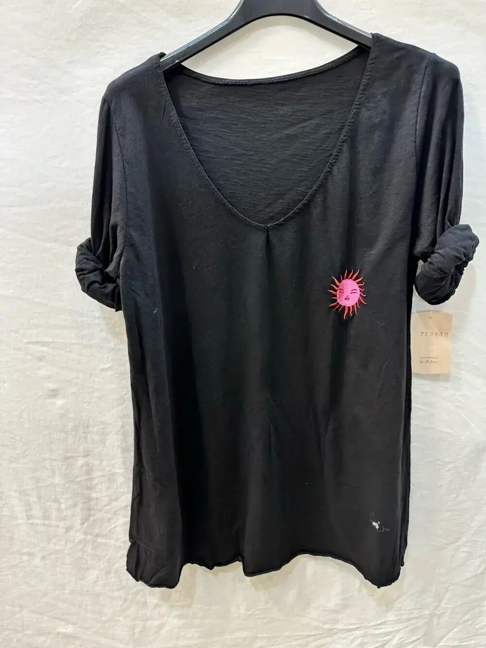 Sun-stretched cotton corduroy T-shirt