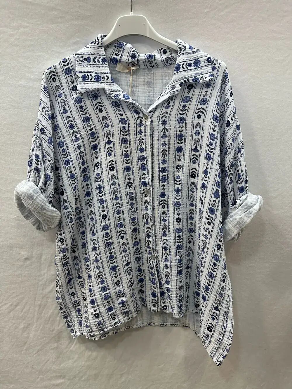 Floral Print Cotton Gauze Shirt