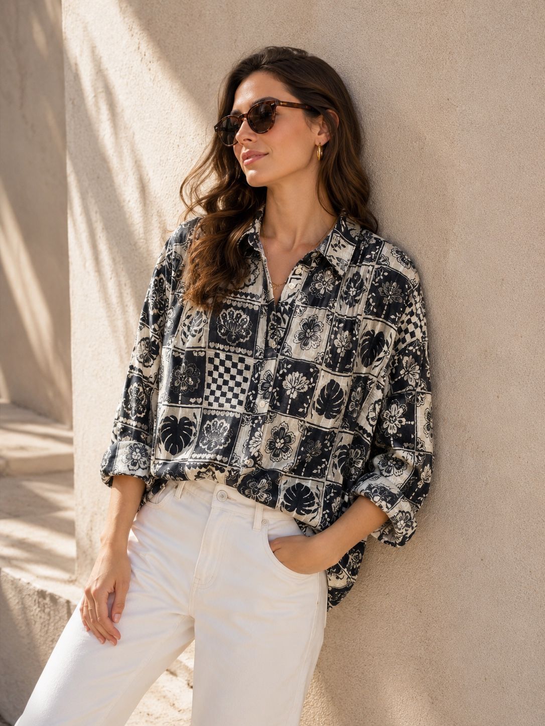 Bohemian long-sleeved shirt