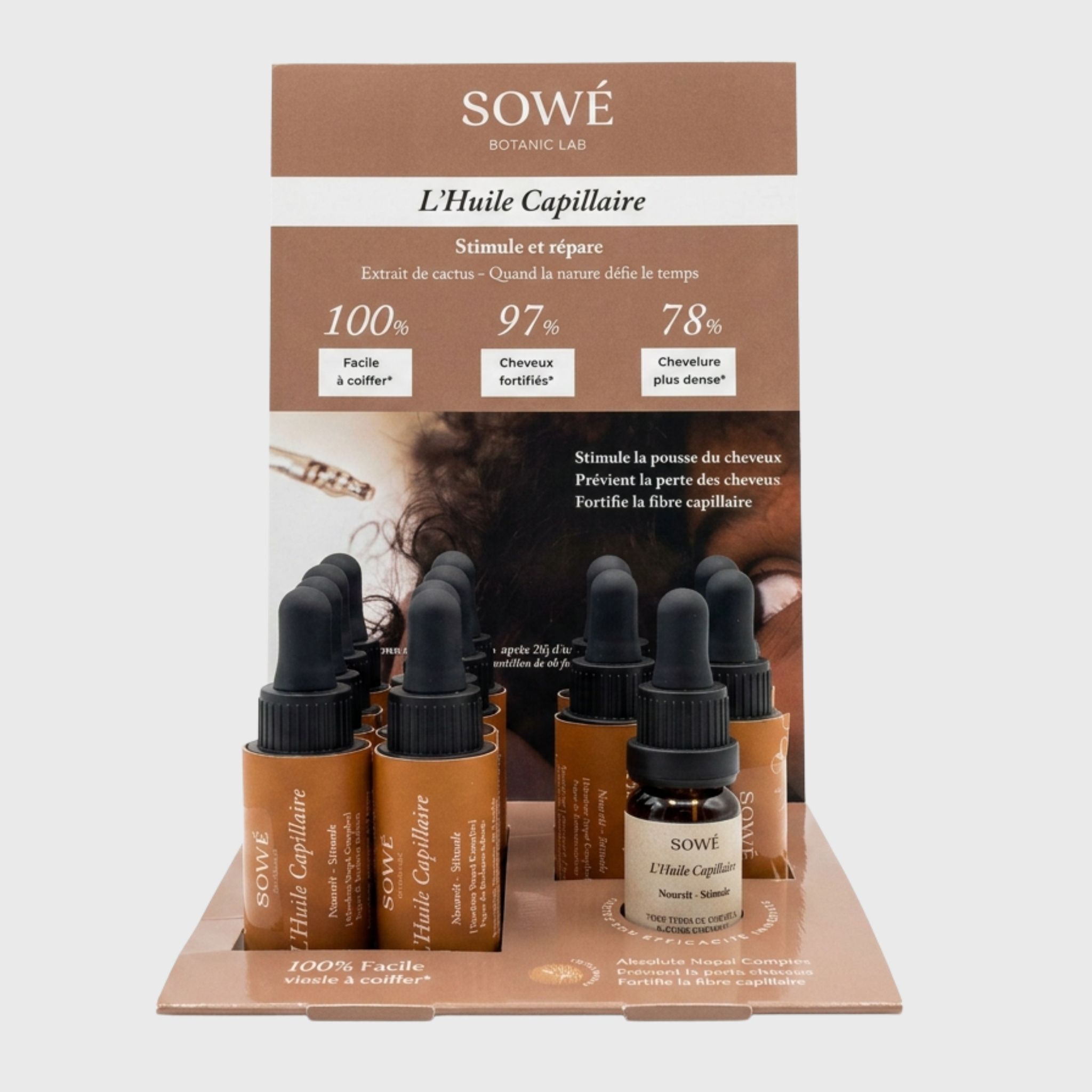 Mini Présentoir L'Huile Capillaire | Soin cheveux | Format 10 ml