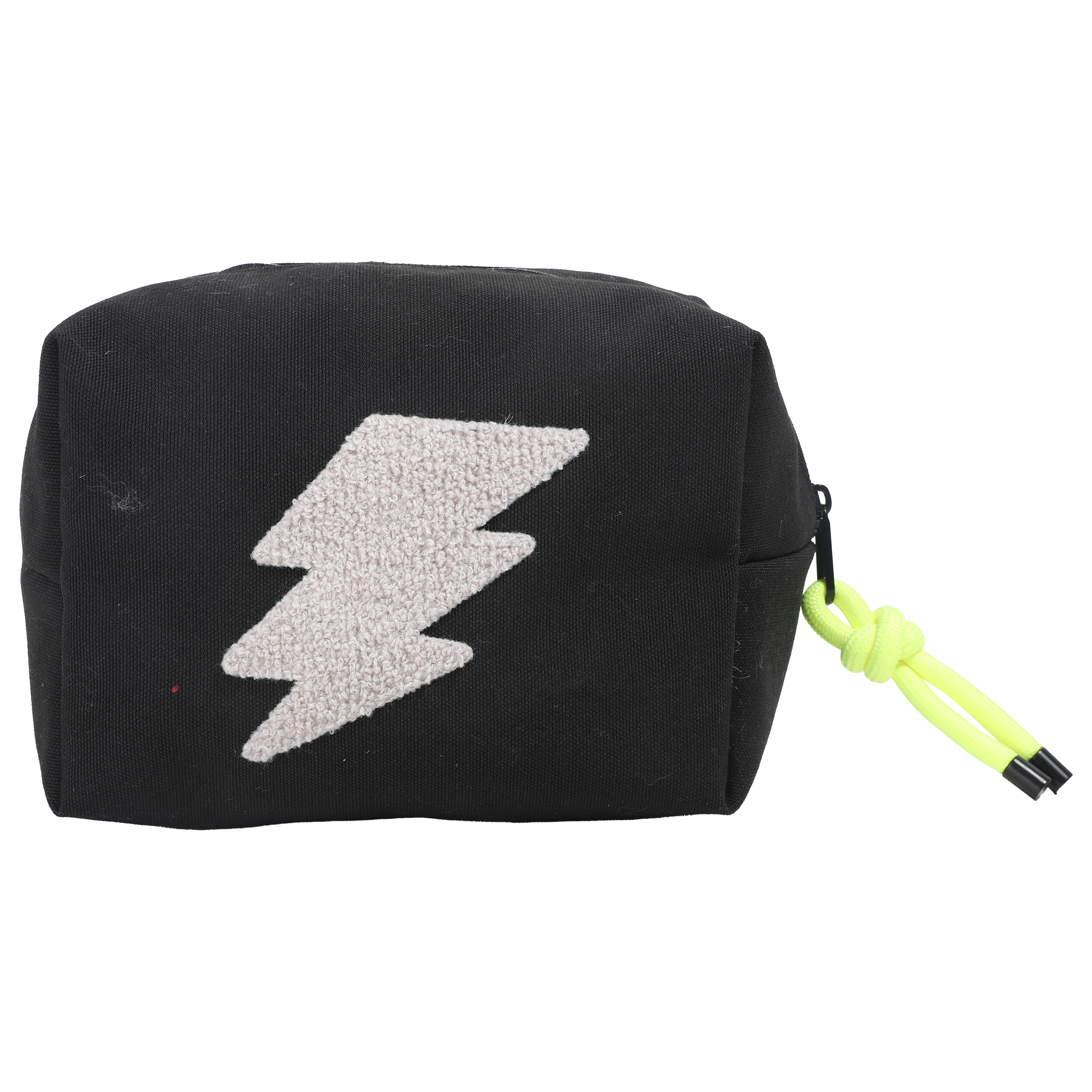 Black Kids Pouch with Lightning Bolt Patch – Cool School Pouch for Boys & Girls | Canvas Zipper Travel & Stationery Bag