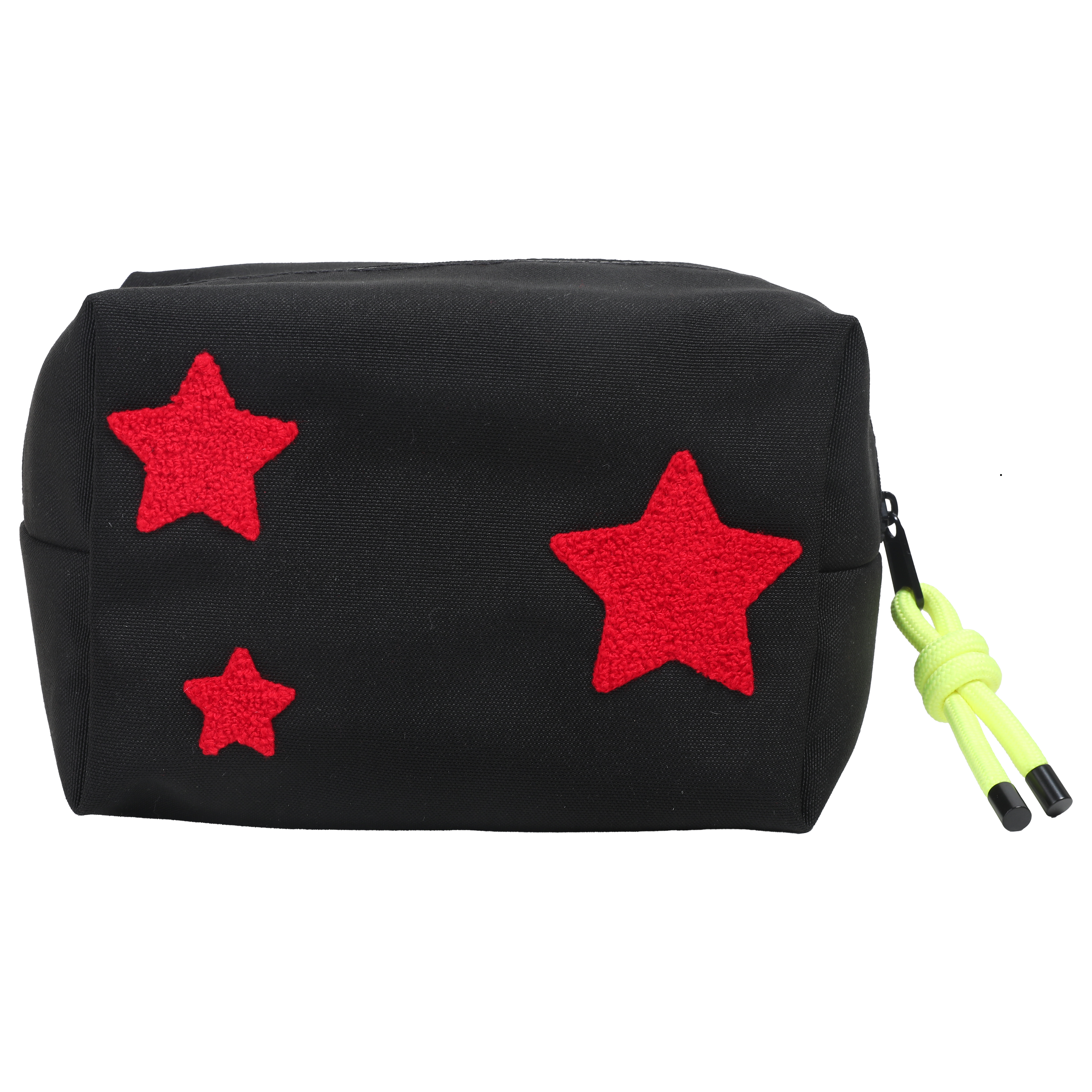 Black Kids Pouch with Red Stars embroidery – Cool School Pouch for Boys & Girls | Canvas Zipper Travel & Stationery Bag