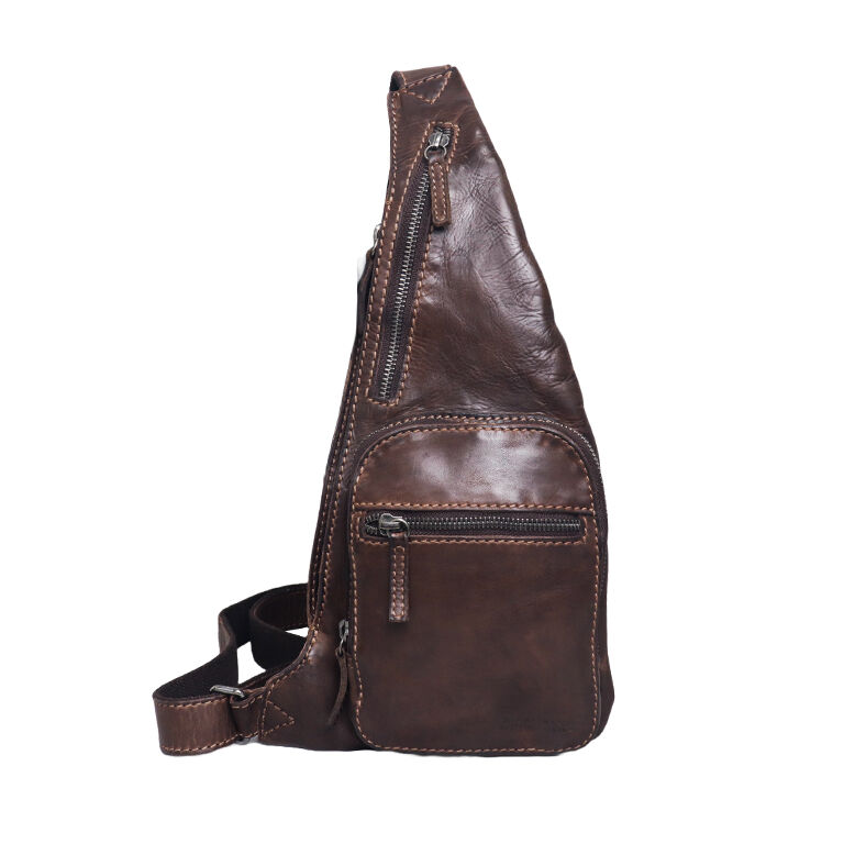 STAMP 122 washed leather crossbody backpack