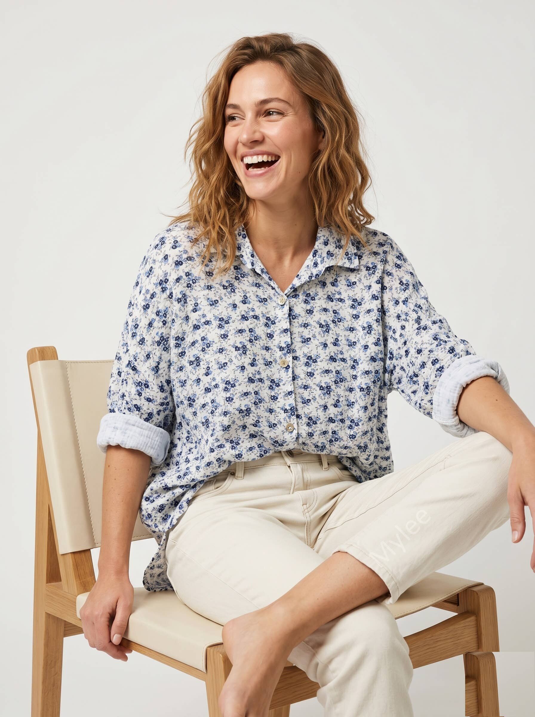 Floral Cotton Gauze Shirt