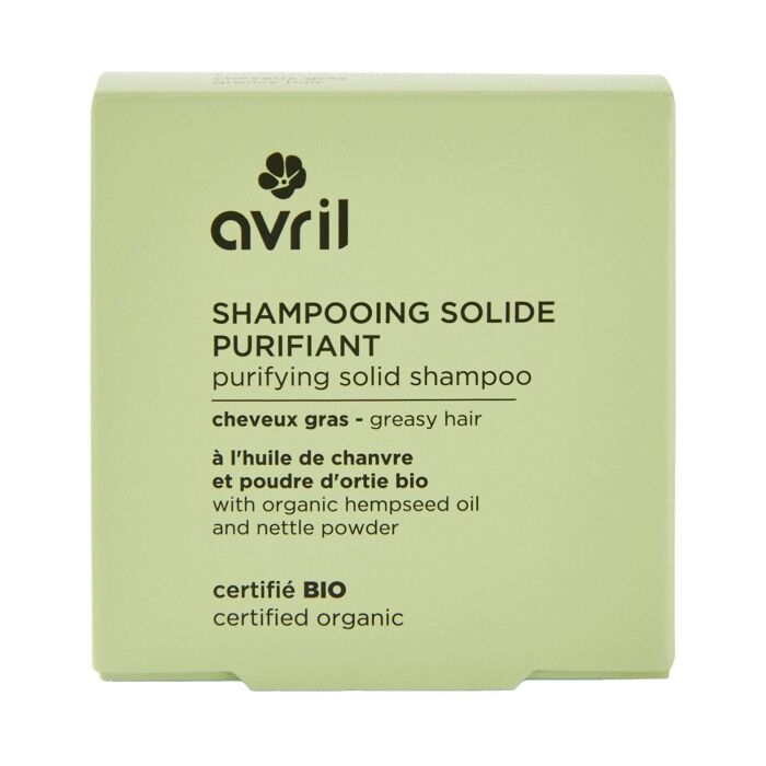 Purifying solid shampoo for oily hair, 60g, certified organic