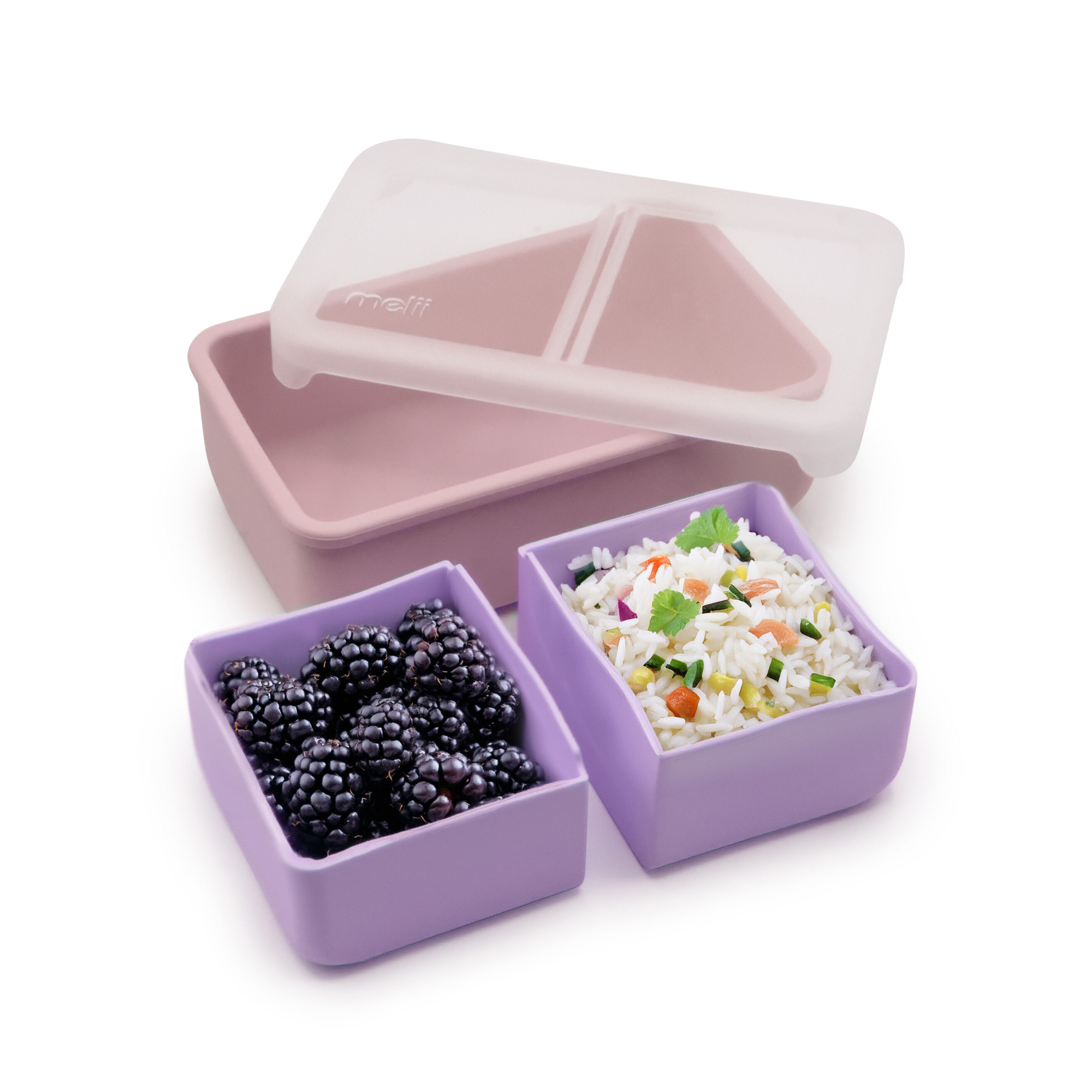 Fiambrera bento 100% de silicona con separadores extraíbles.