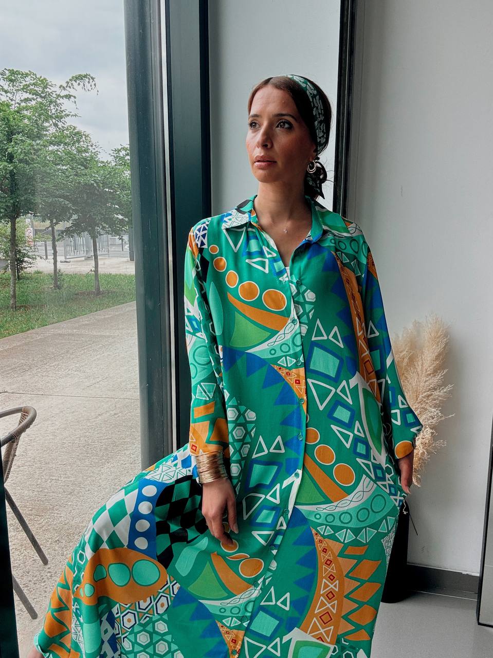 Long graphic print shirt dress – Arty & contemporary style