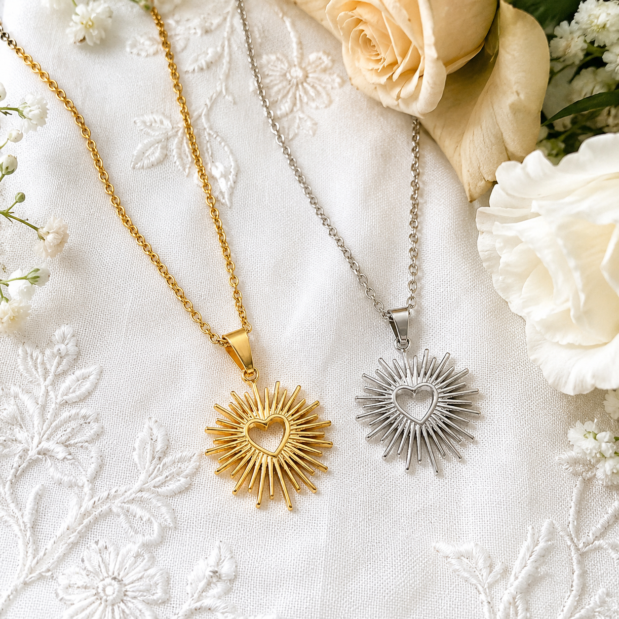 Minimalist Sacred Heart Necklaces in Stainless Steel