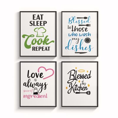 Kitchen Prints Framed Wall Decor for Kitchen Funny Cooking Quote Art Prints Framed X