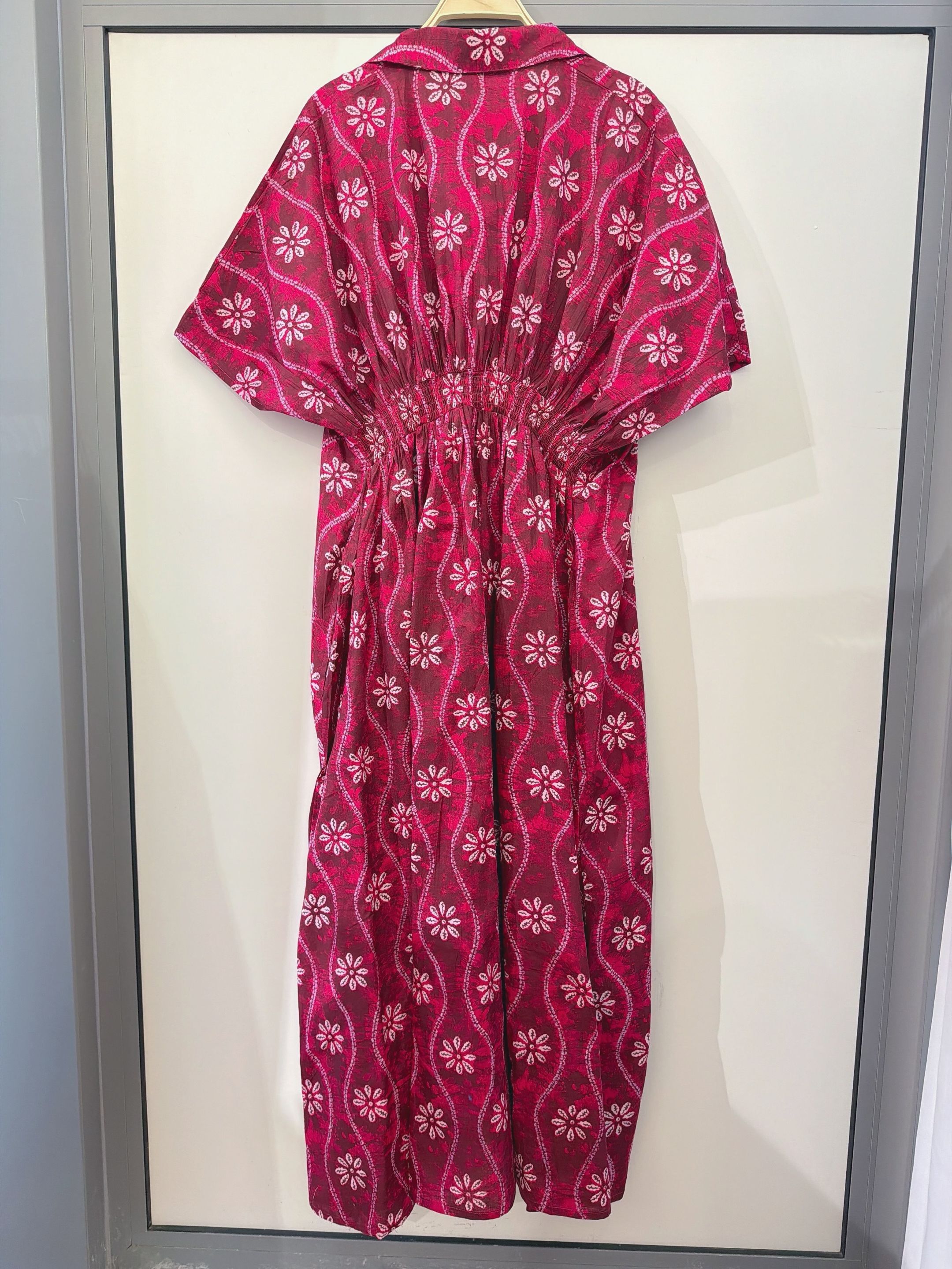 Robe chemise longue en coton léger à imprimé bohème chic
