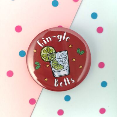 Large Funny Gin Christmas badge - 58mm