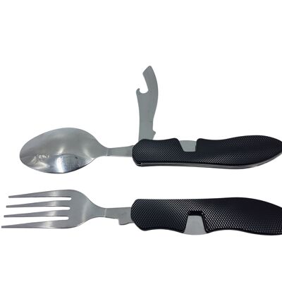 Stainless steel cutlery set "Cindy", 4 in 1 function, black