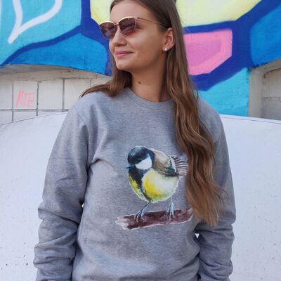 Unisex Sweatshirt “Great tit” – Melange Grey