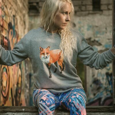 Unisex Sweatshirt “Fox” – Melange Grey