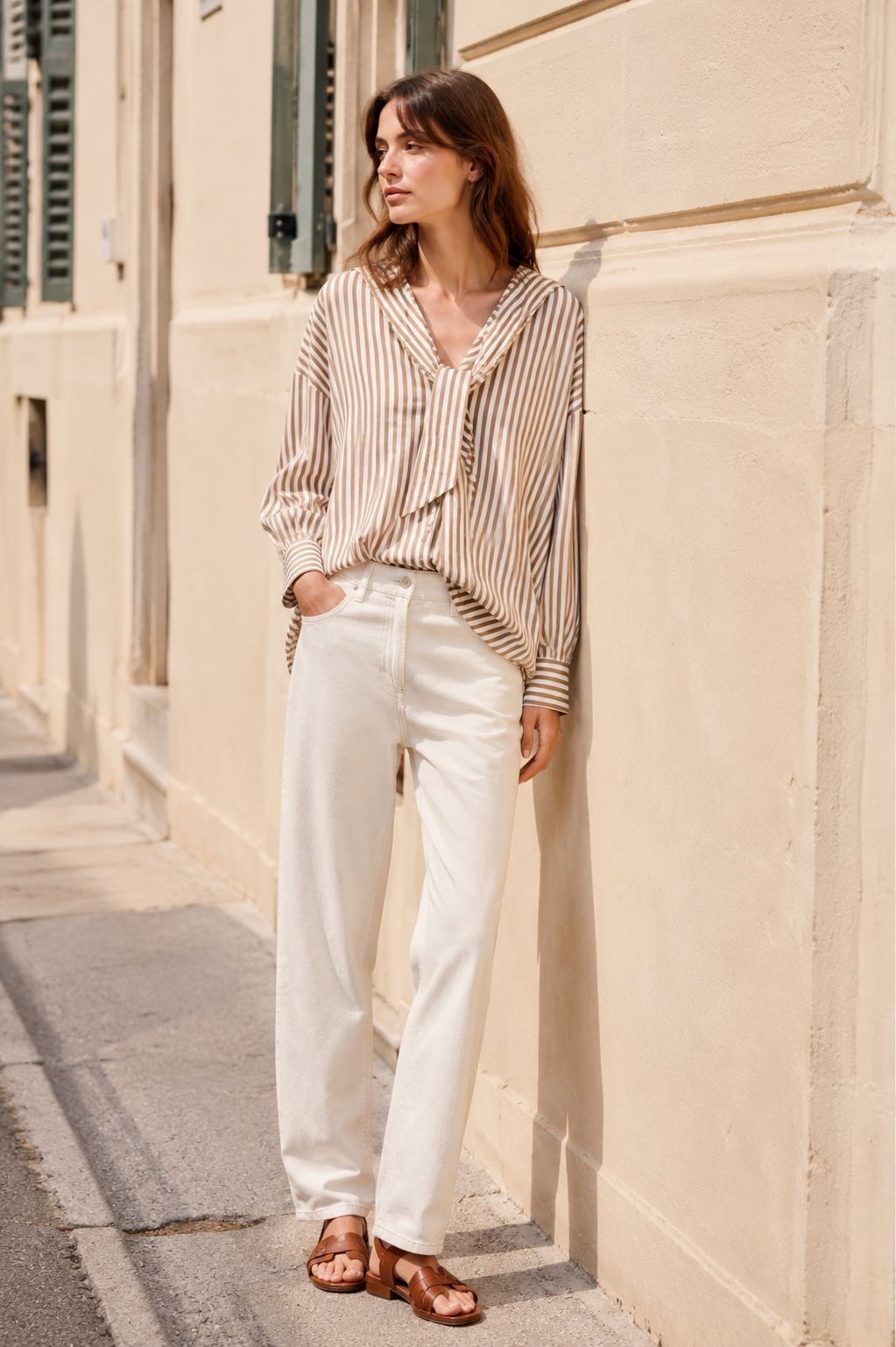 Striped long-sleeved shirt