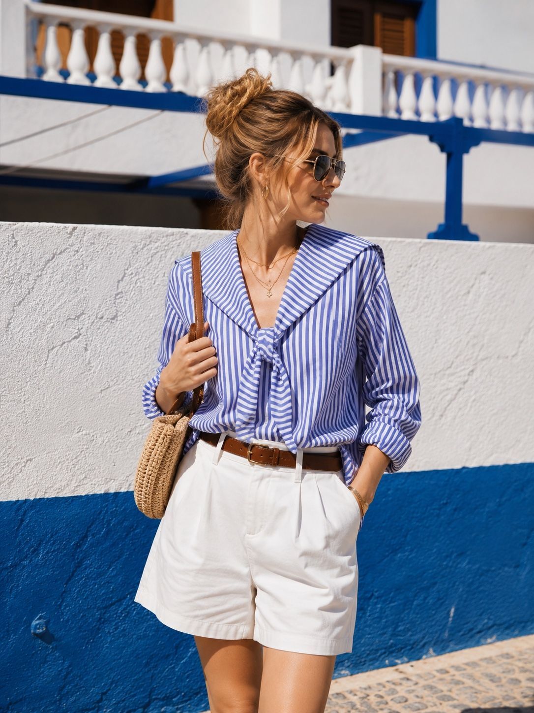 Striped long-sleeved shirt