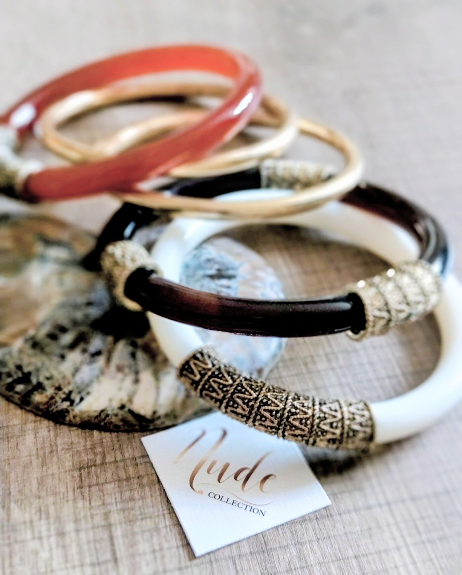 Set of 5 acetate bangle bracelets
