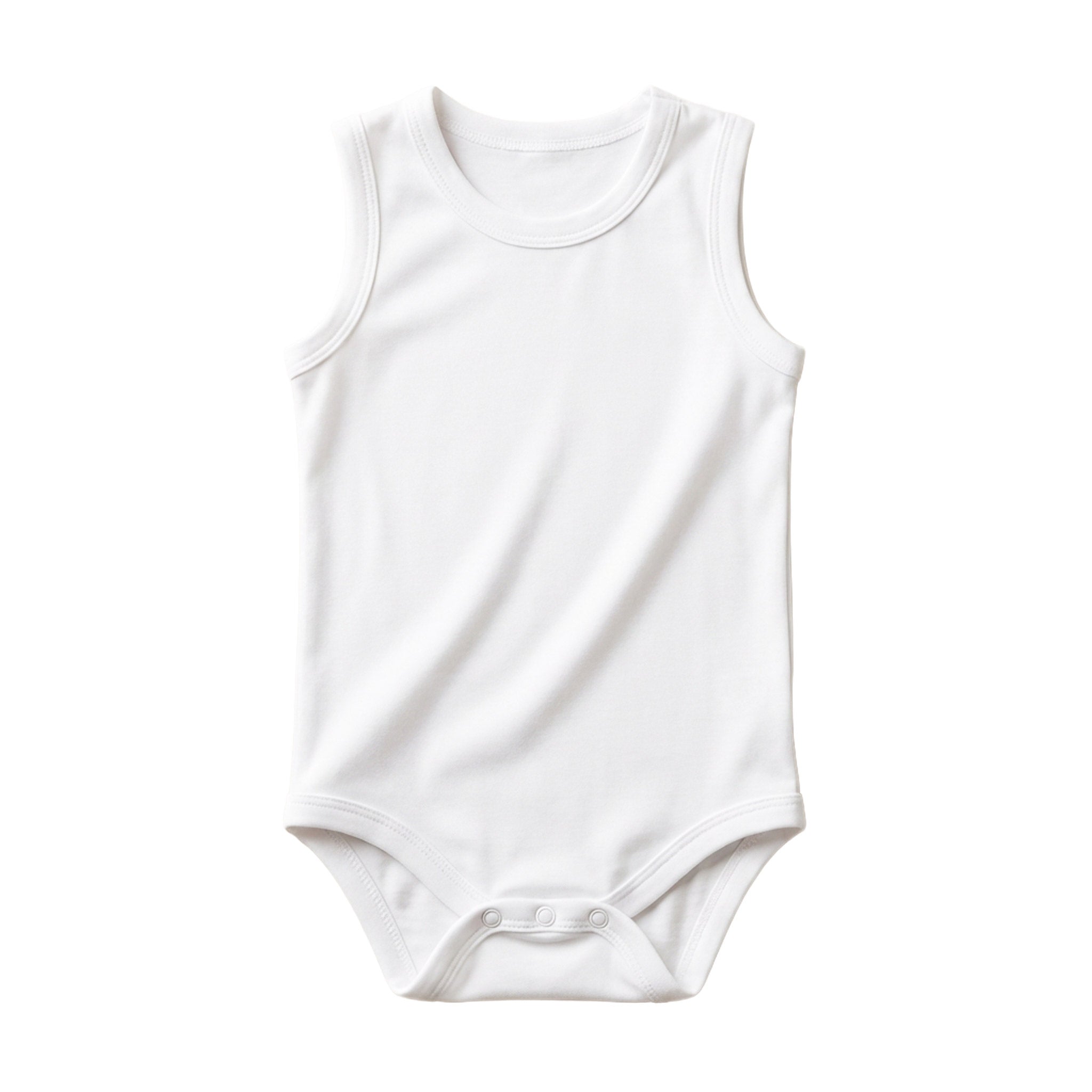 Sleeveless baby bodysuit in bi-elastic bamboo