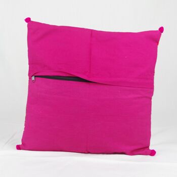 Housse de Coussin Bohème en Coton Handloom - Rose Rouge 16'' 2