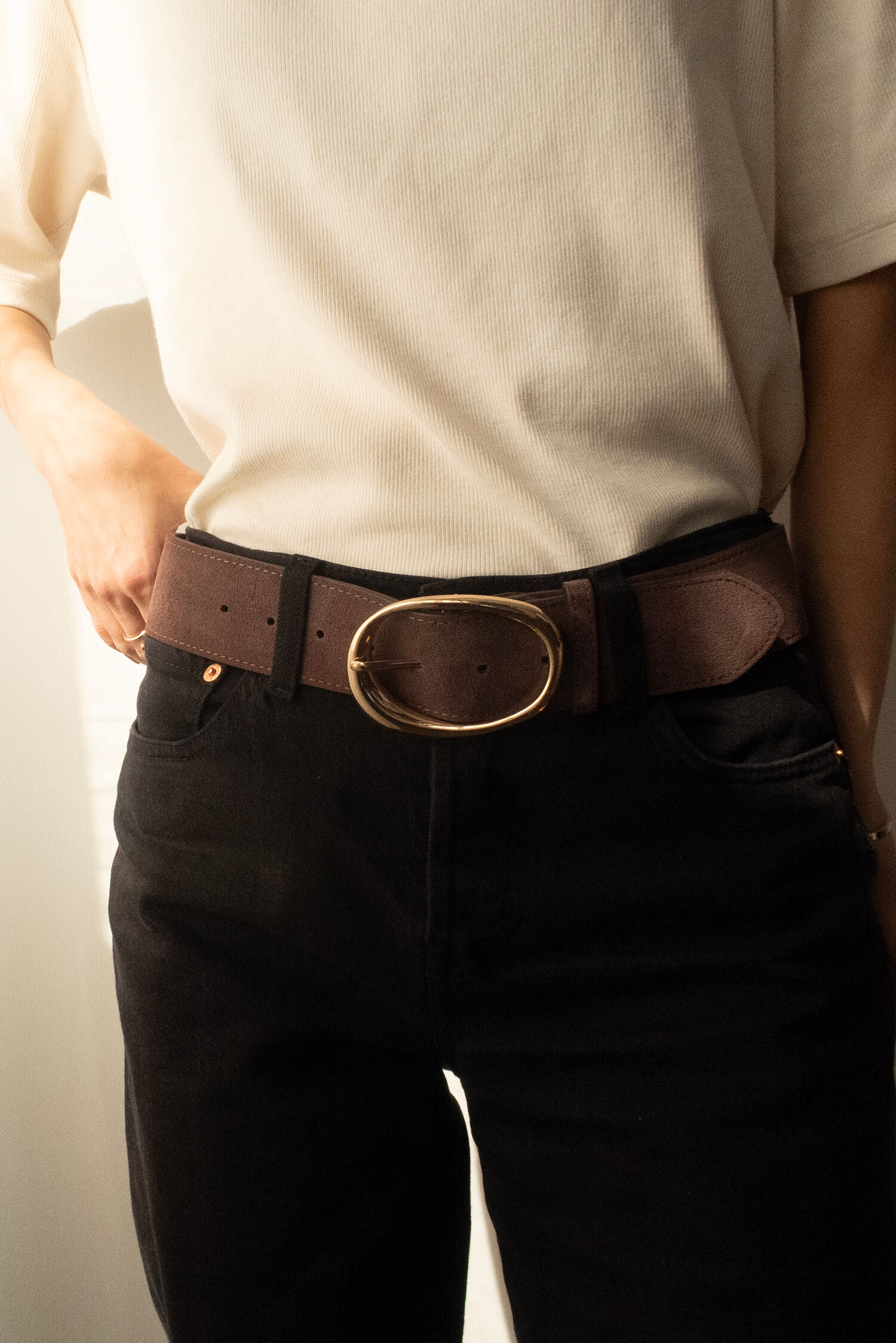 Ceinture femme en cuir daim largeur 5 cm REF1001-50