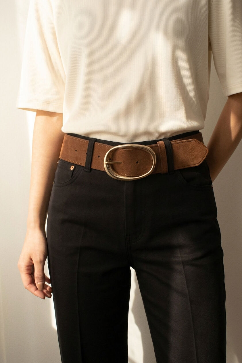 Ceinture femme en cuir daim largeur 5 cm REF1001-50