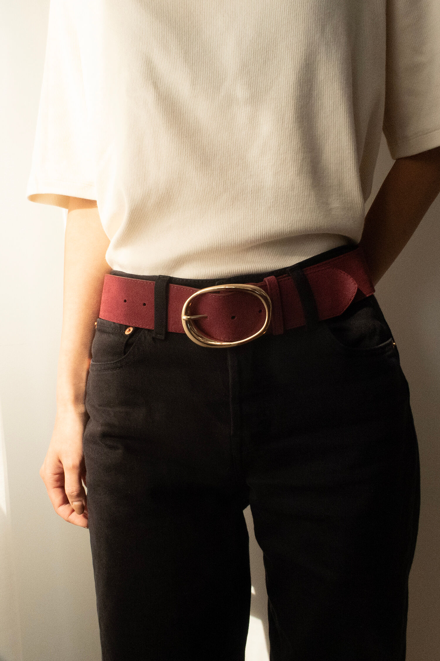 Ceinture femme en cuir daim largeur 5 cm REF1001-50