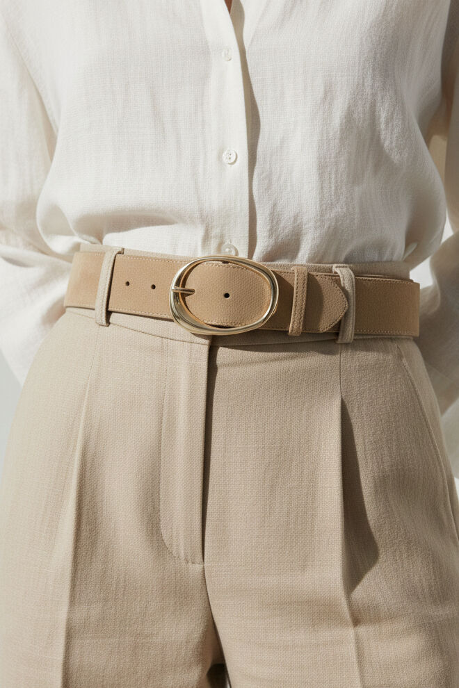 Women's suede leather belt, 5 cm wide, REF1001-50