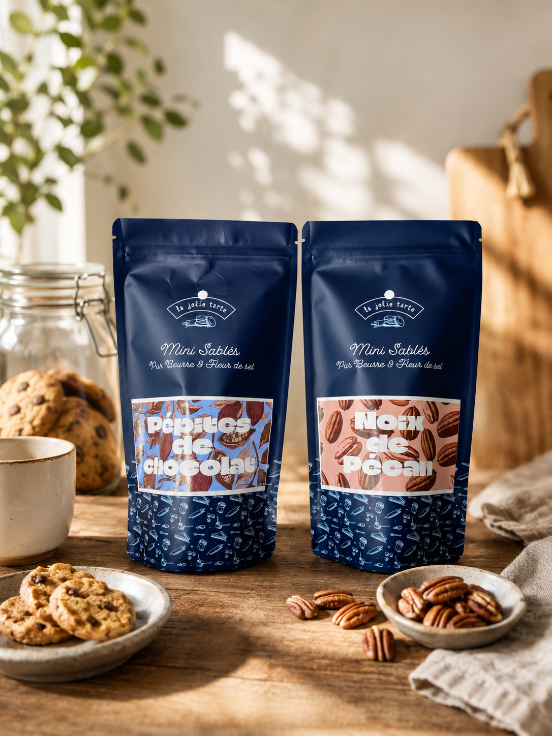 Mini-Mürbeteigkekse mit Schokoladenstückchen und Fleur de Sel – Handgemachte Kekse – 180 g
