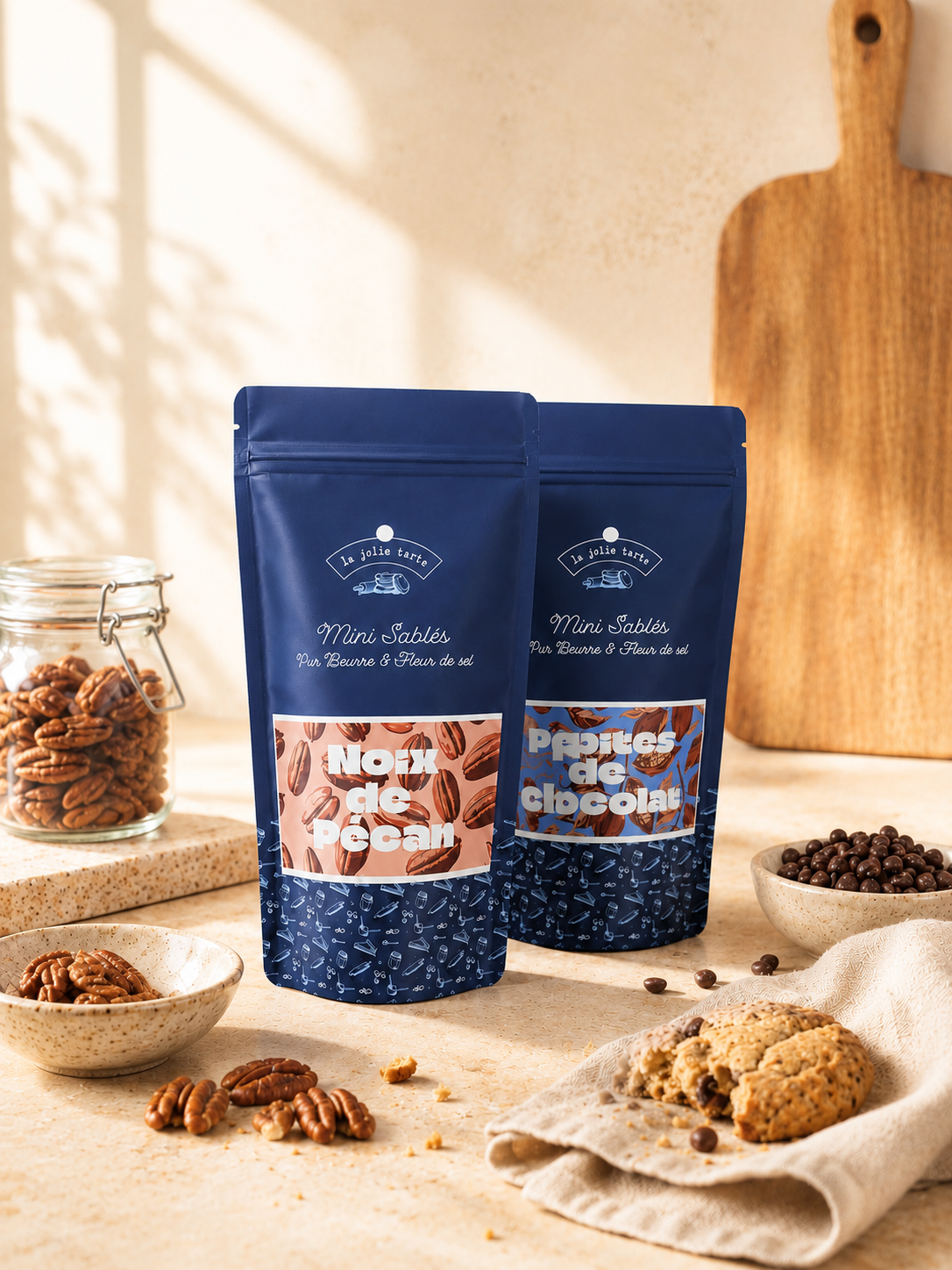 Mini-Pekannuss- und Fleur-de-Sel-Shortbread-Kekse – Handgemachte Kekse – 180 g
