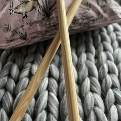 Jumbo size wood knitting needles