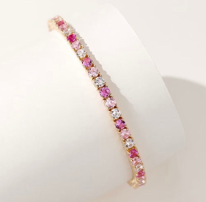 Strahlendes pinkfarbenes Ombré-Tennisarmband