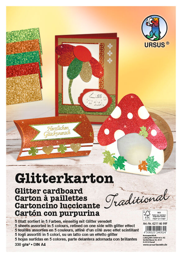 Glitterkarton Sortierung "Traditional", DIN A4