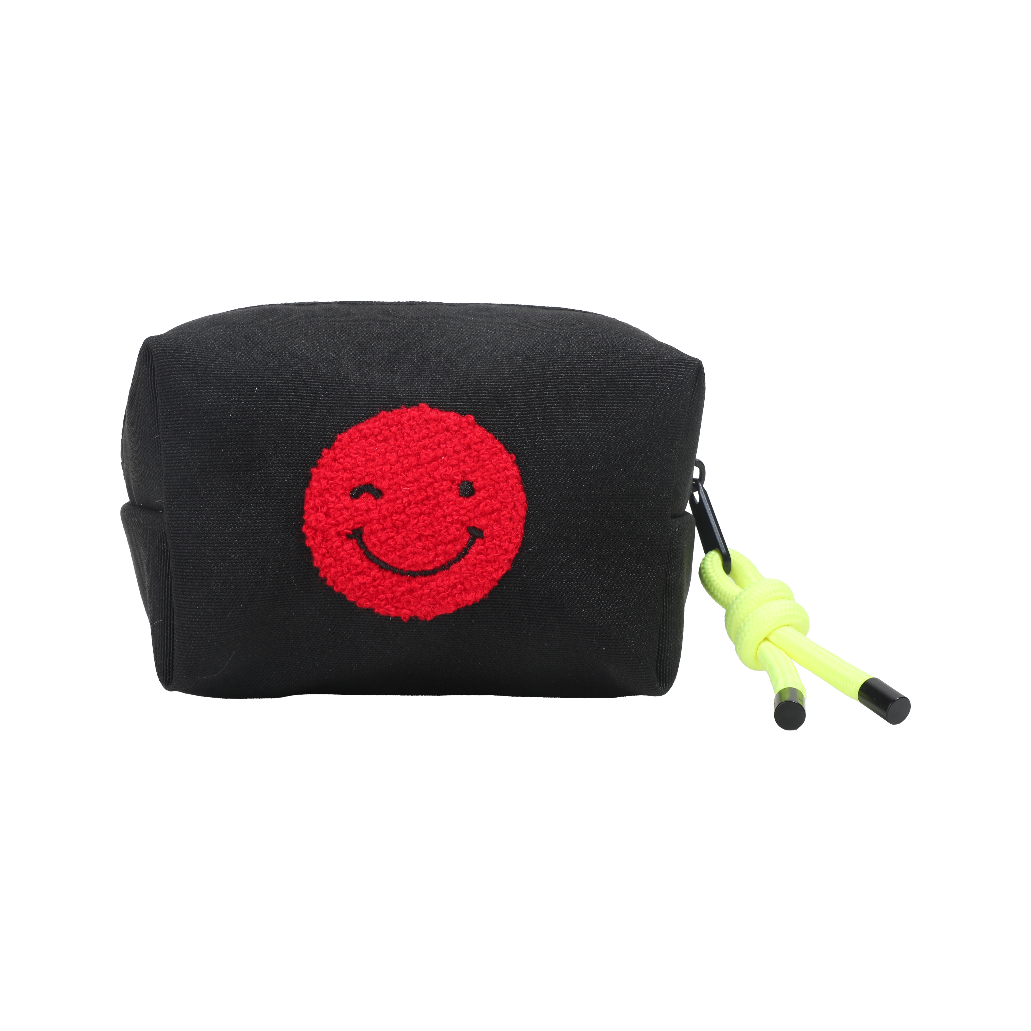 Black Smiley Face Kids Pouch – Cute Canvas Zipper Pouch 15x10x10 cm | School & Travel Organizer for Boys & Girls