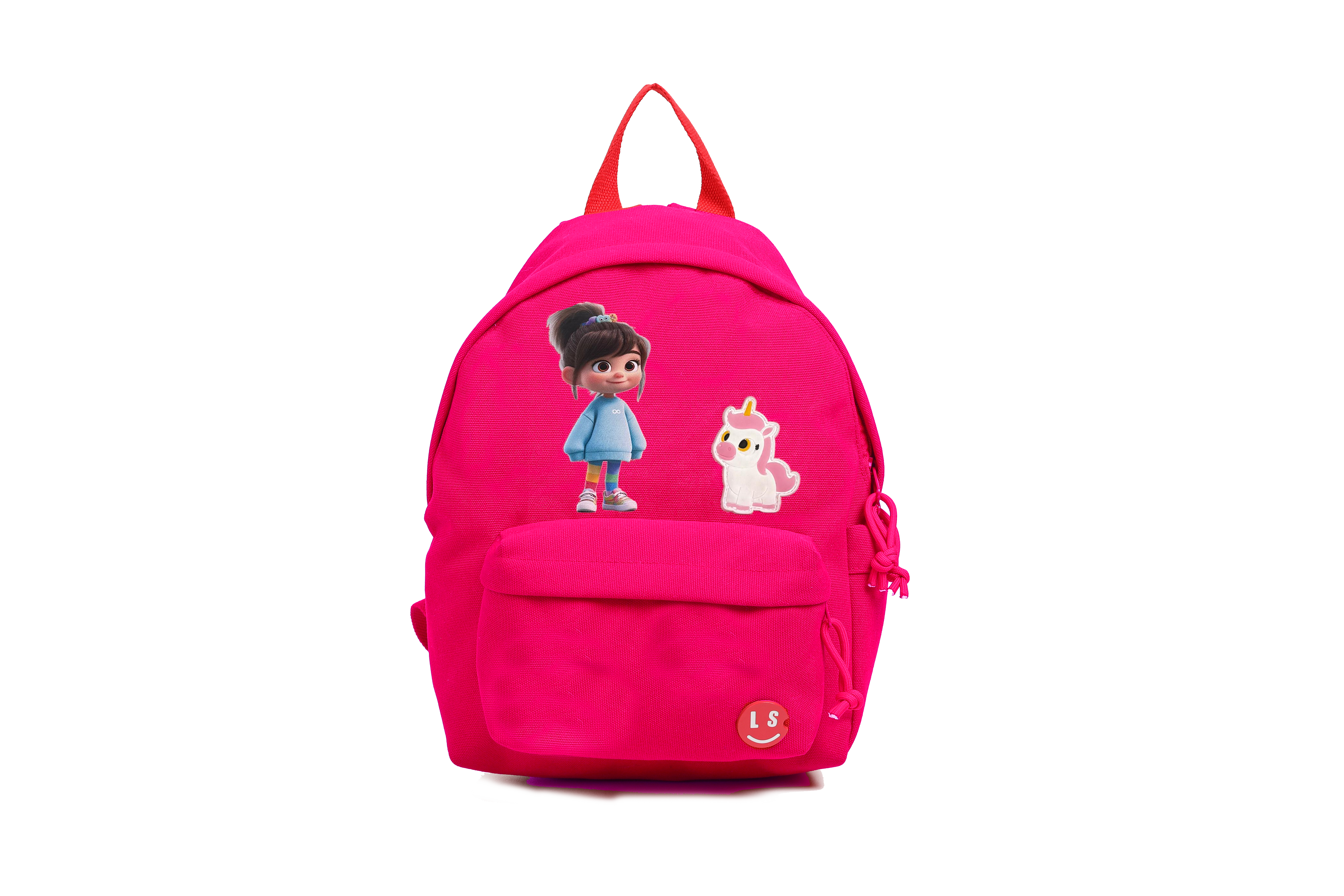 Pink Kids Cartoon Backpack – Small Nursery & Preschool Daypack, Unicorn & Girl Design (33x16x22 cm)