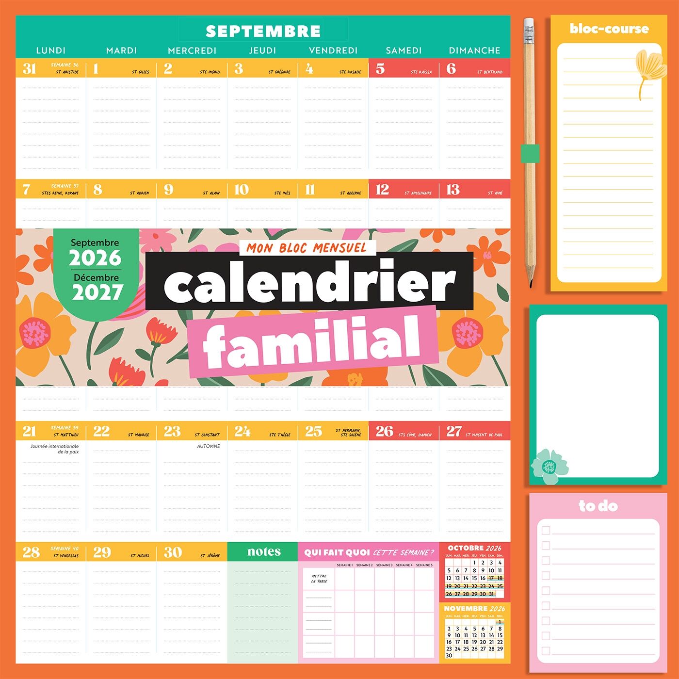 Family Calendar Monthly Block 2026-2027
