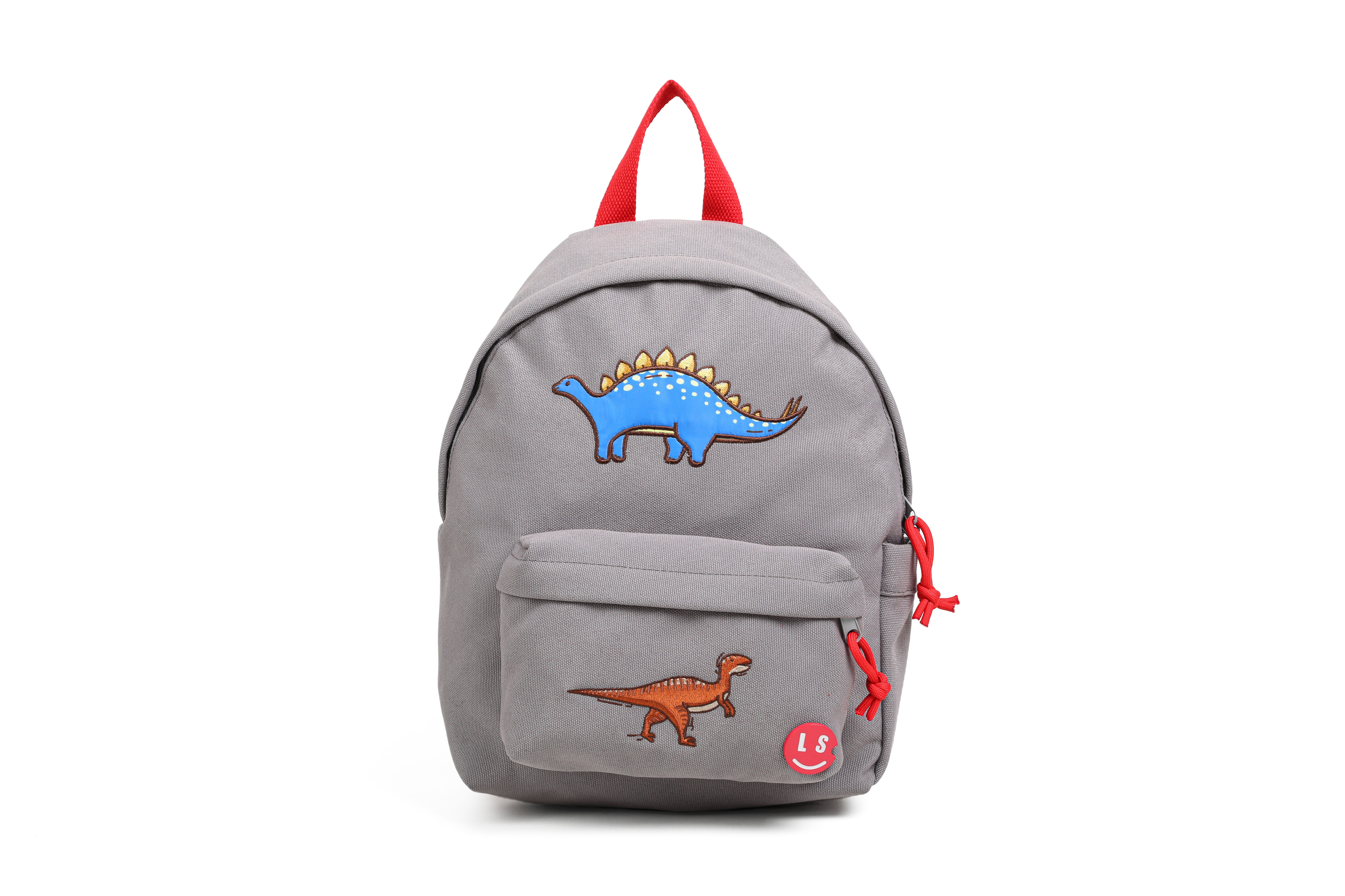 Mochila infantil gris con diseño de dinosaurios – Mochila pequeña para guardería y preescolar, diseño de dinosaurios (33x16x22 cm)