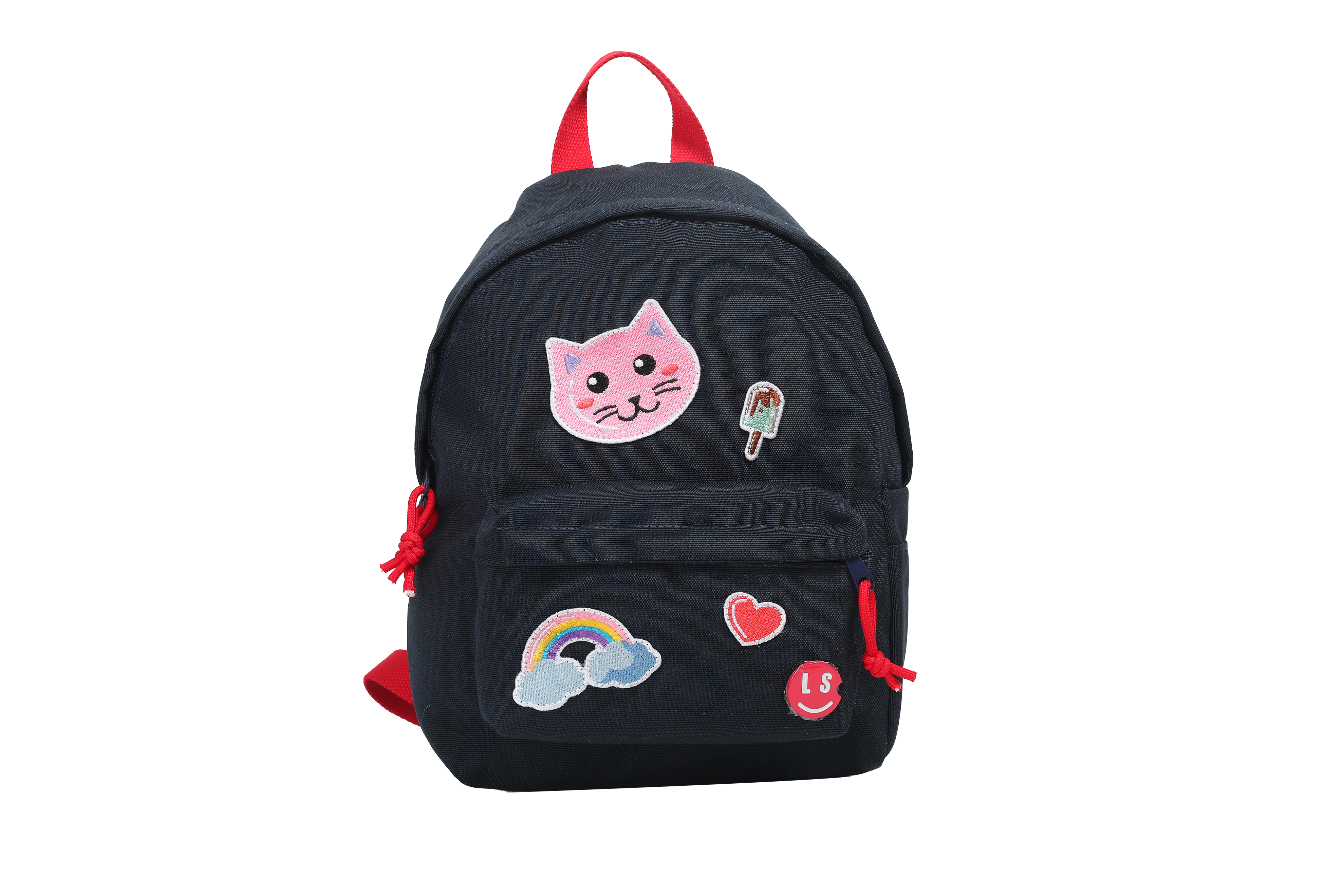 Mochila infantil azul con diseño de gato adorable – Mochila pequeña para guardería y preescolar, con diseño de gatos y personajes adorables (33x16x22 cm)