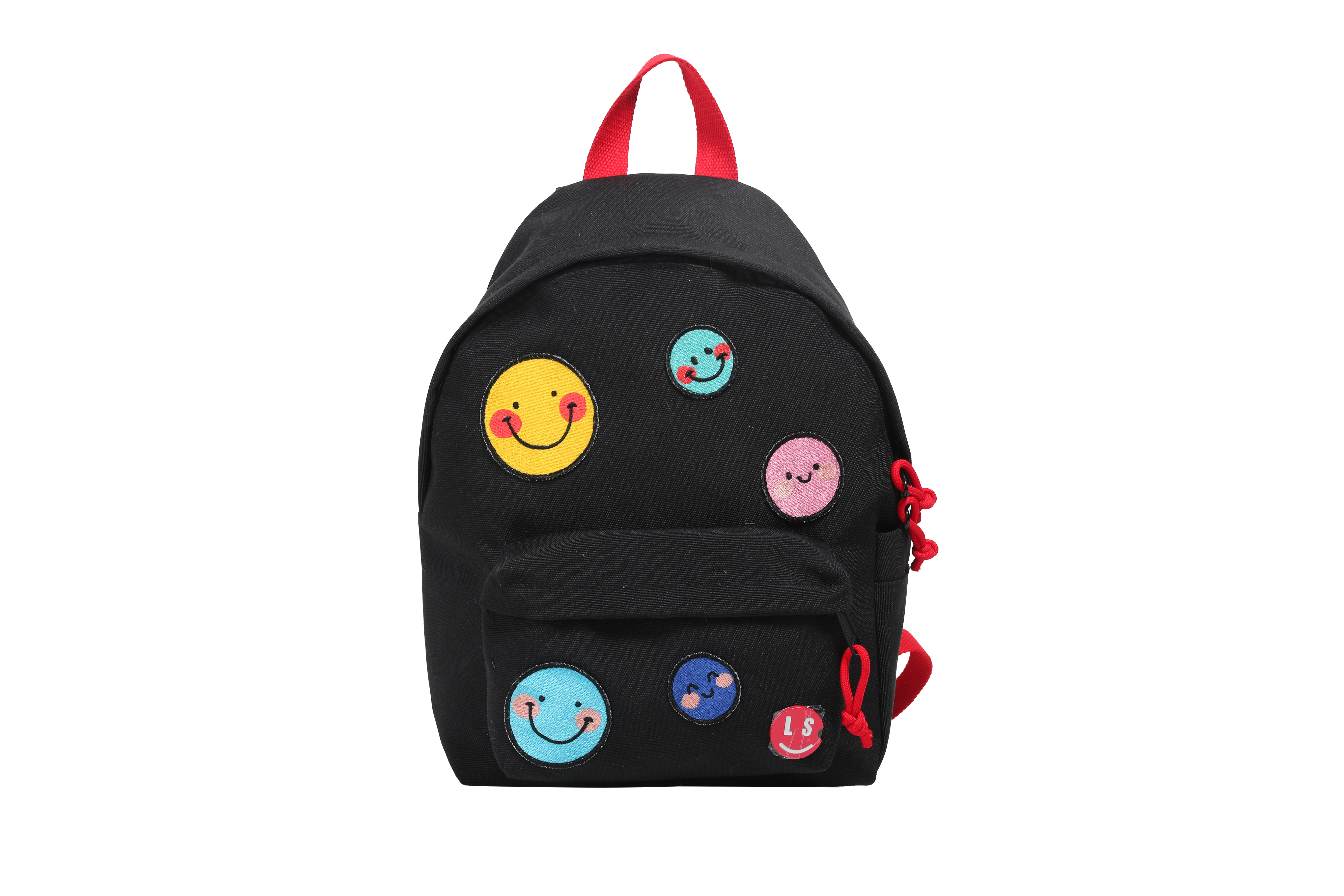 Blue Kids Cartoon Backpack – Small Nursery & Preschool Daypack, Smiley happy faces Design (33x16x22 cm)
