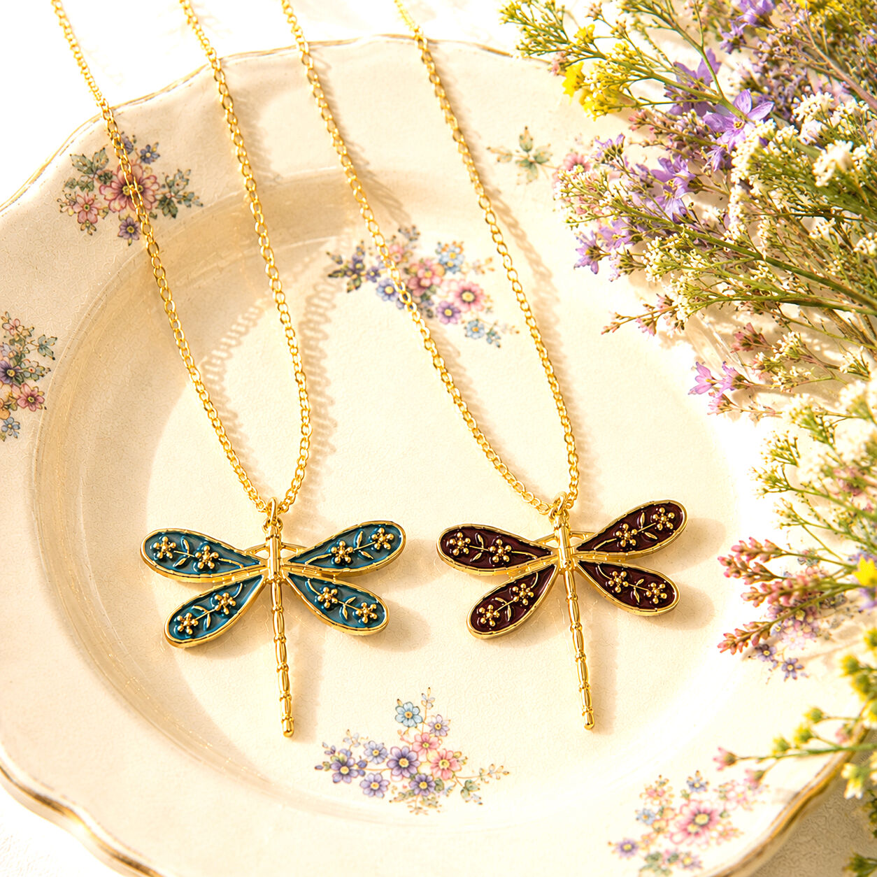 Enamel Bohemian Dragonfly Necklace