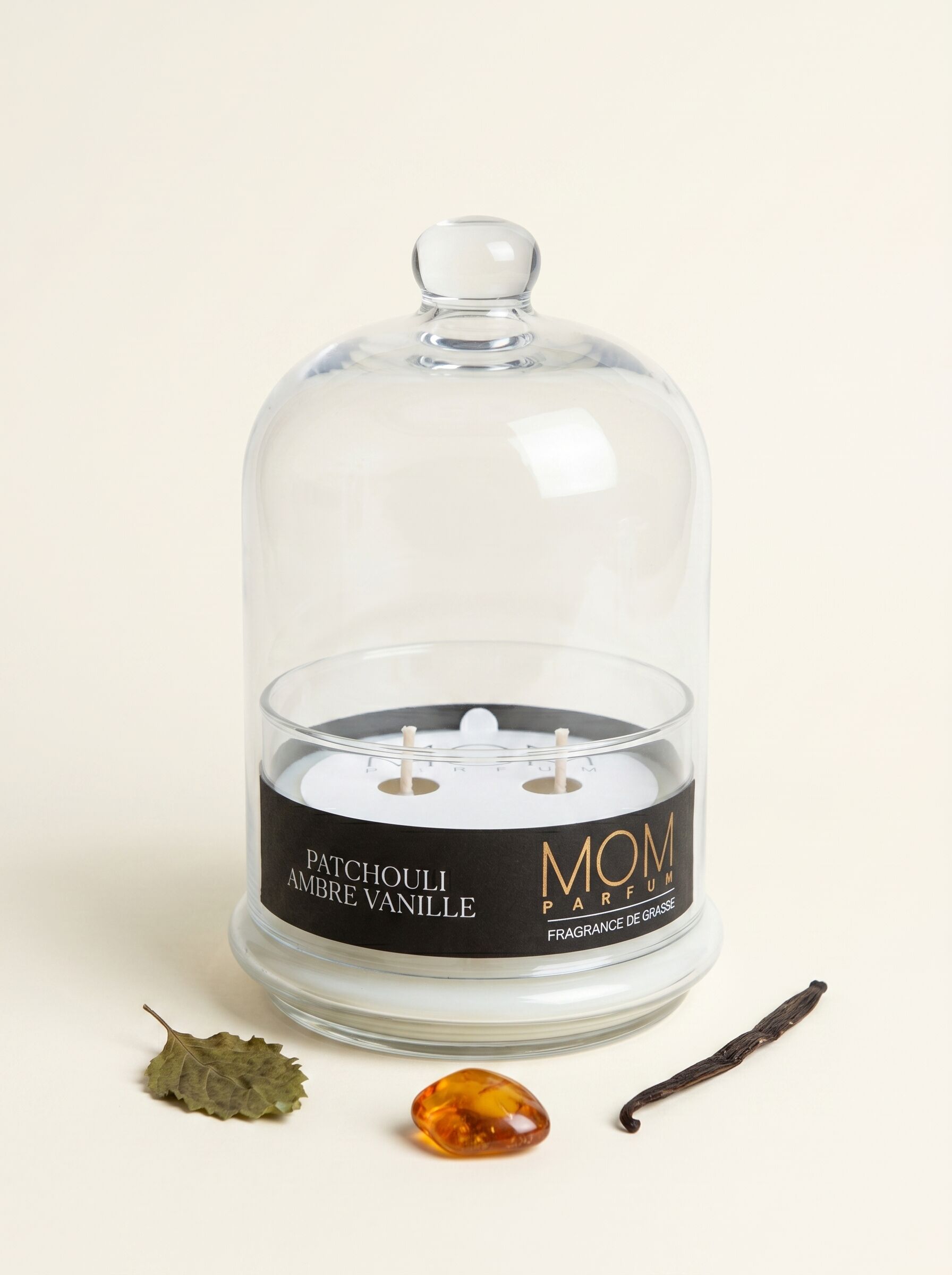 Signature Patchouli Amber Vanilla Scented Candle with Bell Jar