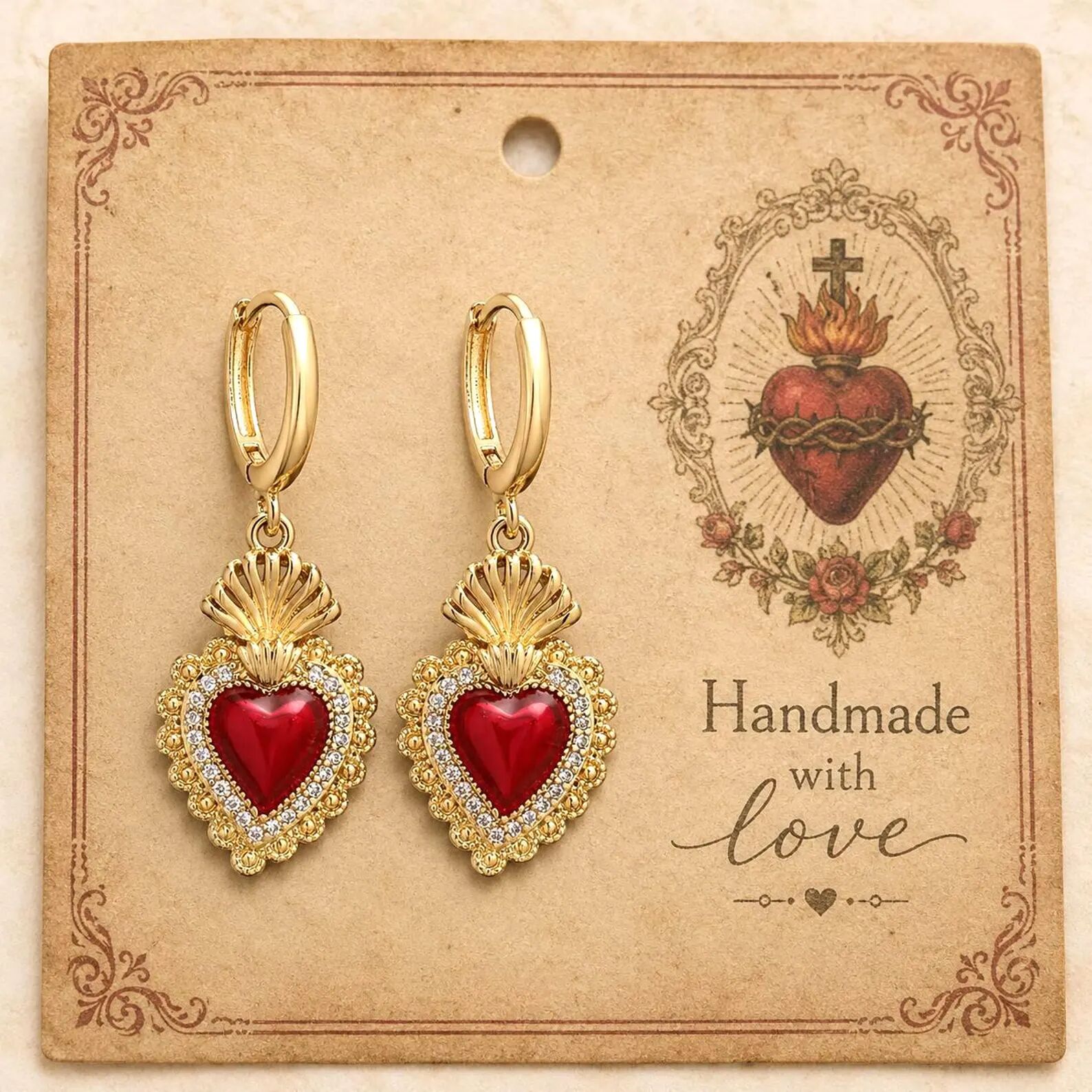 Baroque Sacred Heart Earrings