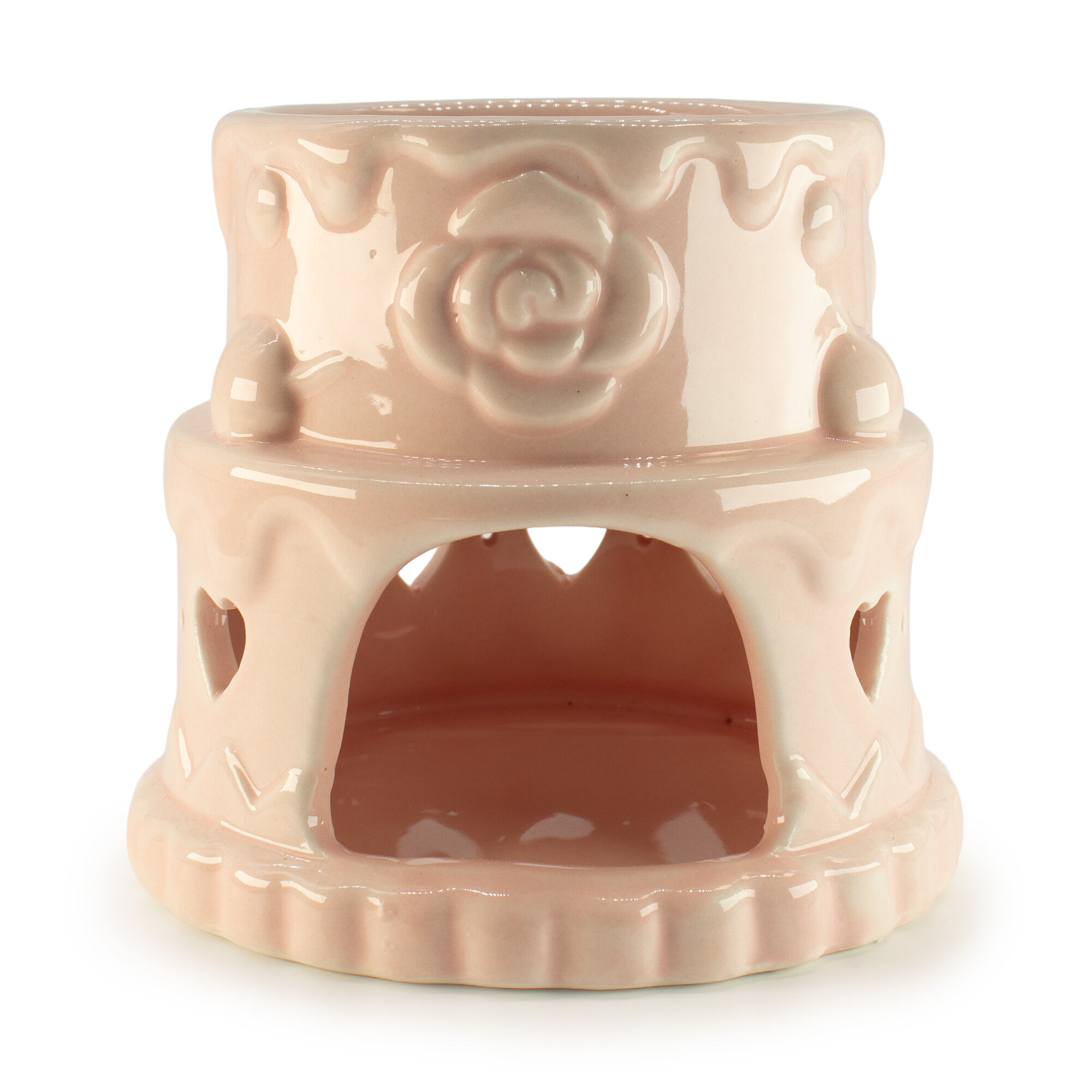 3x Quemador de aceite de pastel de cerámica - Corazones - Rosa