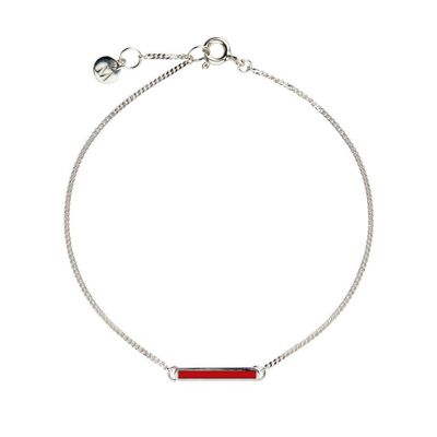 Red Little Bar of Strength - Wrist (Sterling Silver)